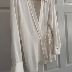 Zara Cream Wrap Blouse